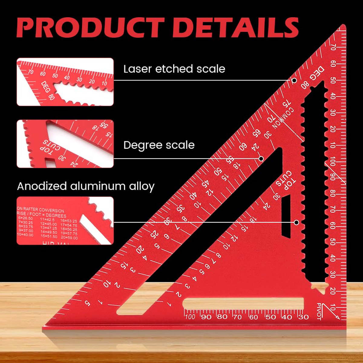 Woodworking Product - Aluminum Alloy Speed Square High Precision